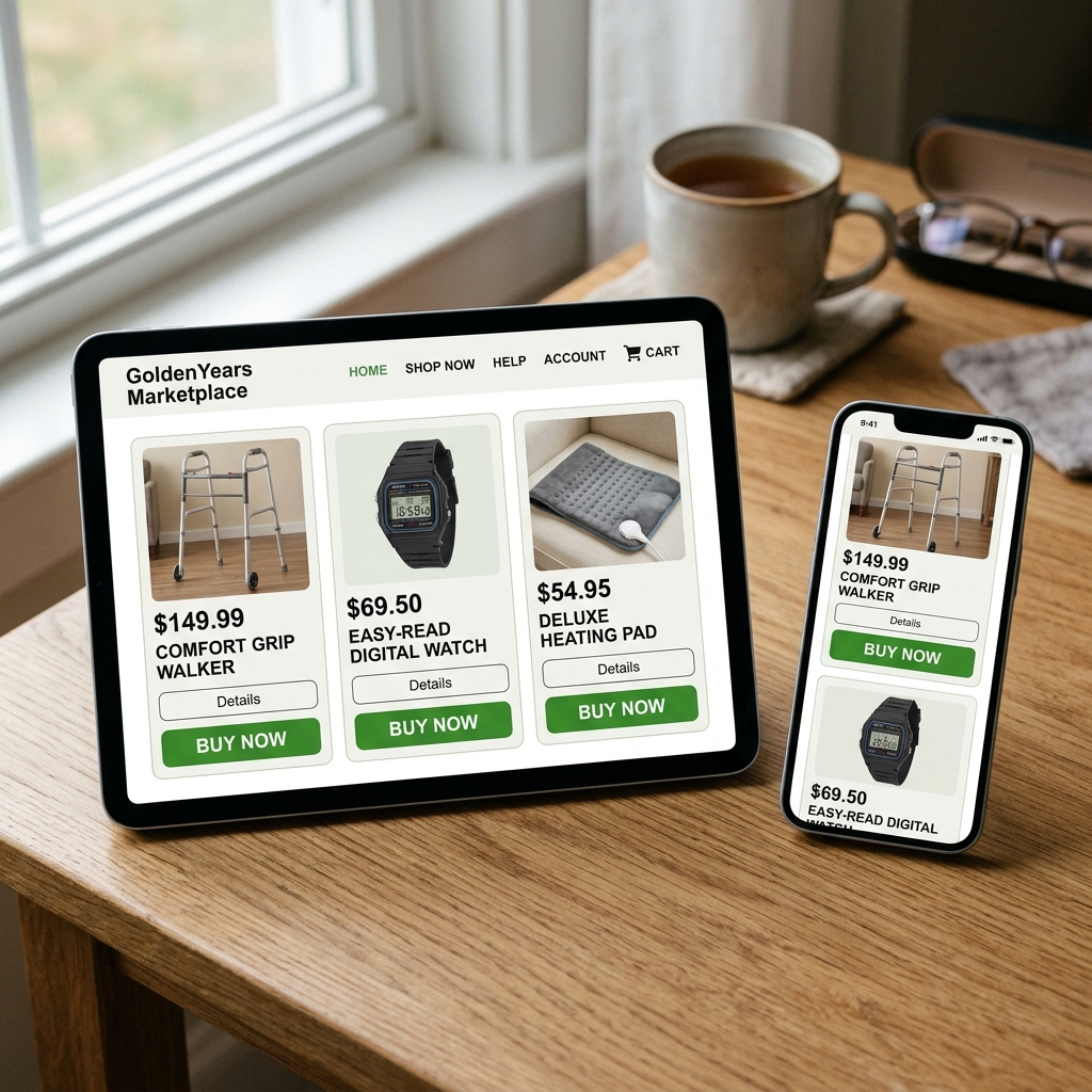 Mockup de optimizadorventas.online en tablet y celular